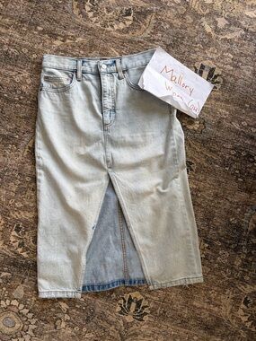 Denim Forum Light Blue Denim Pencil Skirt